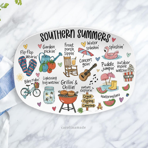 Southern Summers Platter, Summer Grilling Food Platter, Hostess Gift Idea, Summer BBQ Plate, Gift for Neighbor or Friend, Summer Cookout