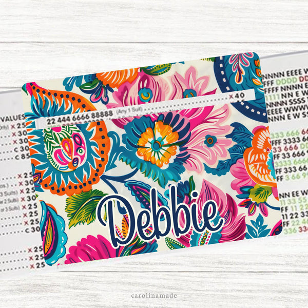 This acrylic mahjong line reader features a preppy paisley background with your personalized name. Check out our mahjong zipper pouches to carry your line finder