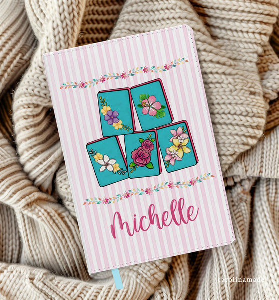 Mahjong Journal, Personalized Mahjong Notebook, Pink Floral Mahjong Tile Journal, Mahjong Game Night, Mahj Score Keeper, Mahjong Gift Ideas