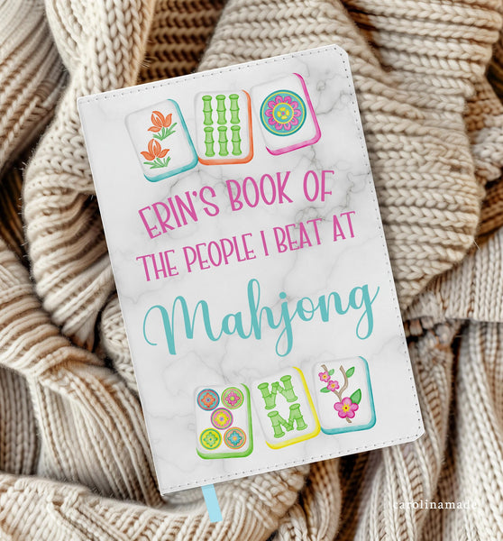Mahjong Journal, Personalized Mahjong Notebook, Pink Floral Mahjong Tile Journal, Mahjong Game Night, Mahj Score Keeper, Mahjong Gift Ideas
