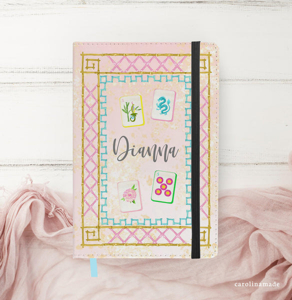 Mahjong Journal, Personalized Mahjong Notebook, Pink Floral Mahjong Tile Journal, Mahjong Game Night, Mahj Score Keeper, Mahjong Gift Ideas