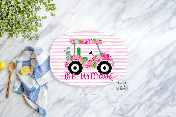 Preppy Golf Platter, Personalized Girly Golf Grilling Plate, Custom Golf Mother's Day Gift, BBQ Grill Serving Tray, Golfing Gift Ideas