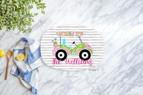 Preppy Golf Platter, Personalized Girly Golf Grilling Plate, Custom Golf Mother's Day Gift, BBQ Grill Serving Tray, Golfing Gift Ideas