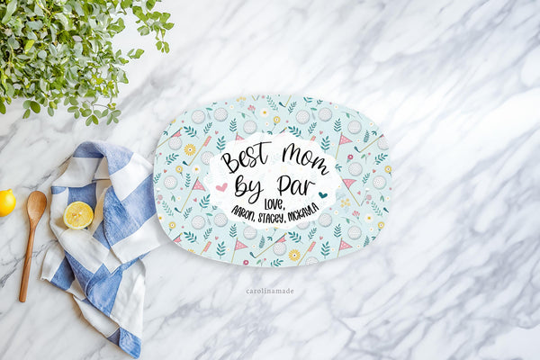 Best Mom By Par Golf Platter, Personalized Golf Grilling Plate, Custom Golf Mothers Day Gift, BBQ Grill Serving Tray, Golfing Gift Ideas