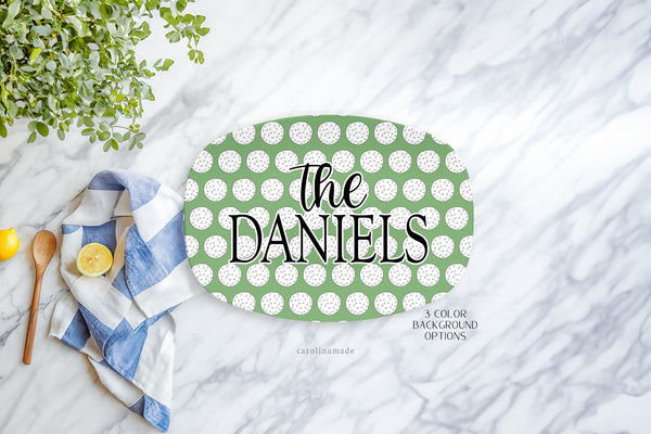 Golf Ball Platter, Personalized Name Golf Grilling Plate, Custom Golf Mothers Day Gift, BBQ Grill Serving Tray, Golfing Gift Ideas
