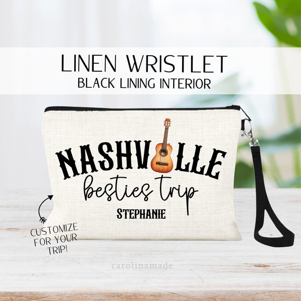 Personalized Nashville Tn Bag, Nashville Girls Trip Zipper Pouch, Besties Trip, Girls Weekend, Nashville Wristlet, Nashville Gift Ideas