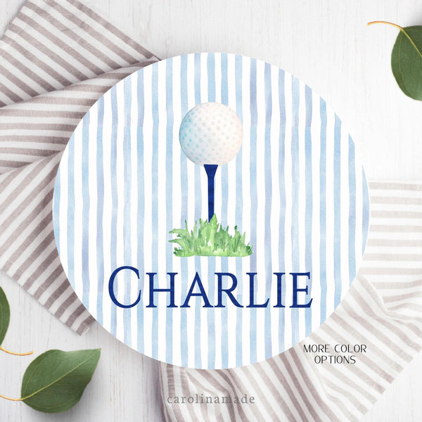 Golf Ball Plate, Personalized Name Golf Plate, Custom Kids Golf Partee Birthday, Preppy Golf Boys Plate, Golfing Gift, Golf Party Plate