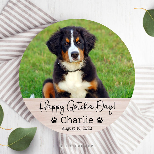 Custom Pet Photo Plate, Personalized Happy Gotcha Day Dog Plate, Dog's Birthday Cake Plate, Pet Photo Keepsake, New Pet Owner Gift Idea