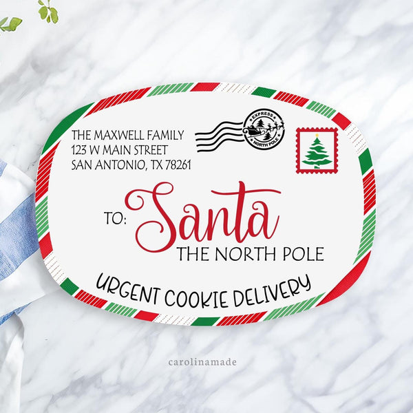 Letter to Santa Personalized Platter, Custom Christmas Cookie Plate, Cookie Tray for Santa Platter, Christmas Family Name Plate