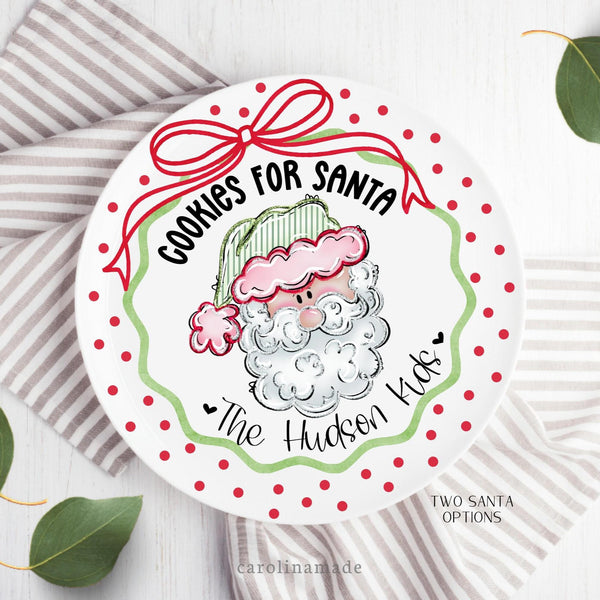 Cookies for Santa Plate, Personalized Childs Santa Cookie Plate, Custom Holiday Cookie Plate, Family Reusable Christmas Keepsake Plate
