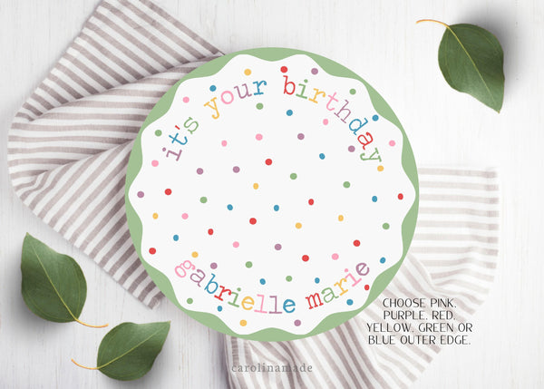 It's Your Birthday Plate, Personalized Name Plate, Custom Girls and Boys Birthday Plate, First Birthday Keepsake, Kids Yearly Reusable Plate