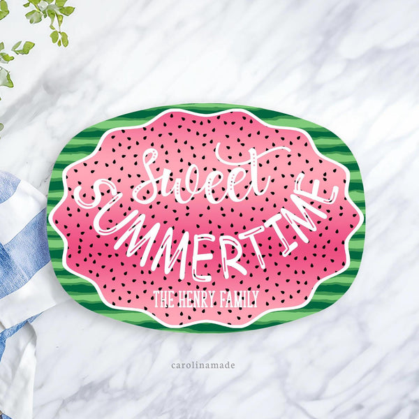 Watermelon Platter, Sweet Summertime Watermelon Personalized Plate, Watermelon Serving Tray, Summer Cookout, Fruit Plate, Hostess Gift Idea