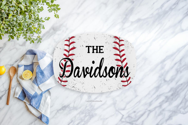 Baseball Name Platter, Personalized Baseball Grilling Plate, Baseball Dad, Custom Father's Day Gift, BBQ Grill Serving Tray, Barbecue Tray