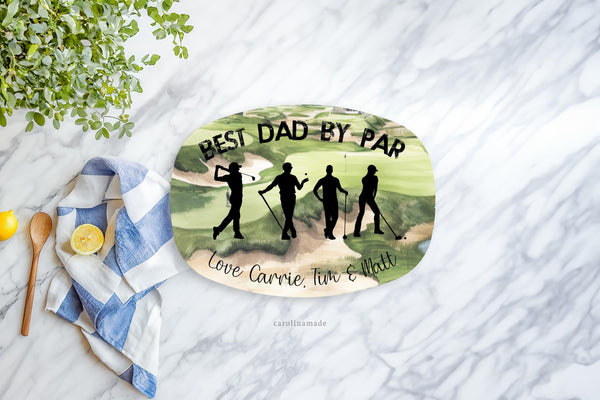 Best Dad By Par Golf Platter, Personalized Golf Grilling Plate, Custom Golf Fathers Day Gift, BBQ Grill Serving Tray, Golfing Gift Ideas