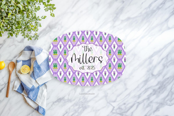 Mardi Gras Party Platter, Personalized Mardi Gras Grilling Plate, Custom Crawfish Plate, Crayfish Serving, Mardi Gras Name Plate, Hostess