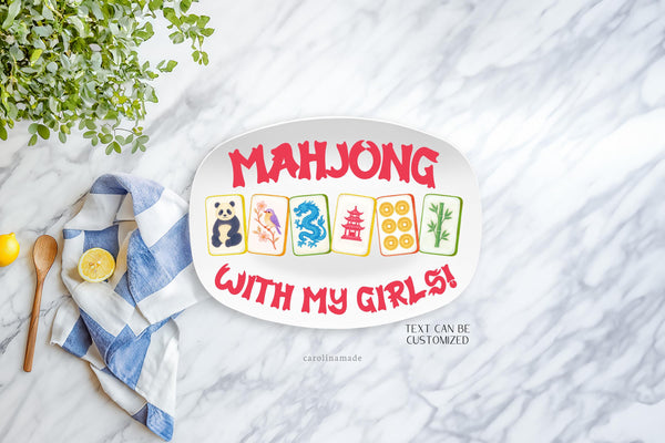 Mahjong Party Platter, Personalized Mahjong Plate, Mother's Day Gift, Mahjong Birthday Gift, Mahjong Tile Gift Idea, Mahj girls Party Decor