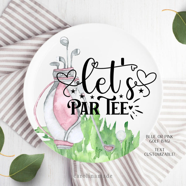 Lets Par-tee Golf Plate, Personalized Golf Name Plate, Custom Plate for Golf Party, Birthday Keepsake, Golf Partee Theme, Reusable Plate