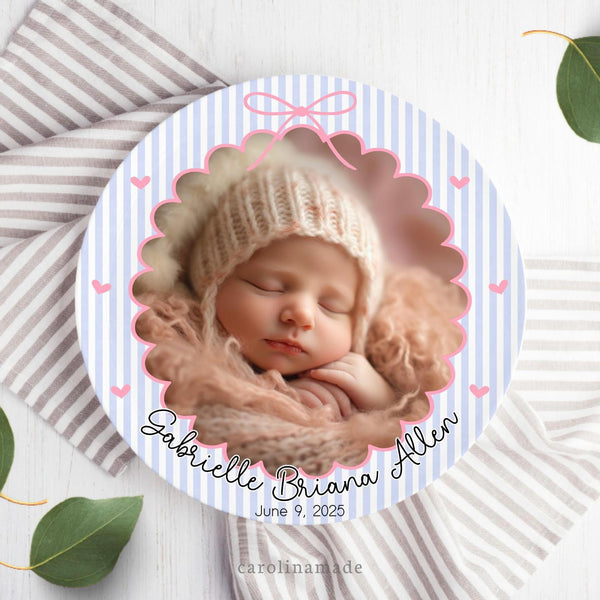 Custom Photo Birthday Plate, Girls Personalized Plate First Birthday, Birthday Cake Plate, Girls Birthday Photo Keepsake, Newborn Plate Gift