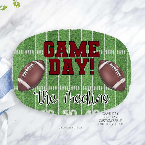 Game Day Football Name Platter, Personalized Football Grilling Plate, Football Dad, Custom Fathers Day Gift, BBQ Grill Serving Tray, Team