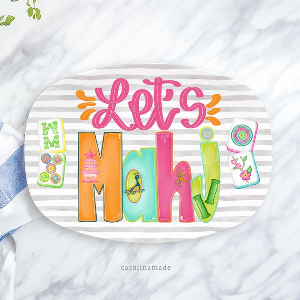 Let's Mahjong Party Platter, Personalized Mahjong Plate, Mother's Day Gift, Mahjong Birthday Gift, Mahjong Tile Gift Idea, Mahj girls Party