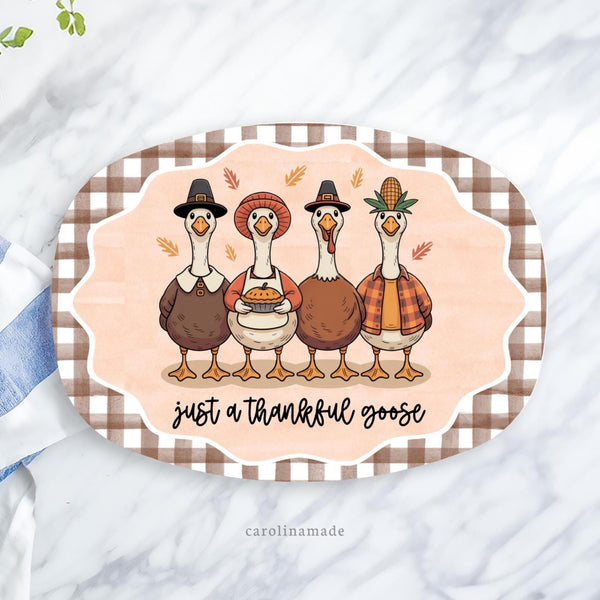 Thankful Goose Thanksgiving Platter, Thanksgiving Geese Plate, Thanksgiving Custom Gift, BBQ Grill Serving Tray, Thanksgiving Party Platter