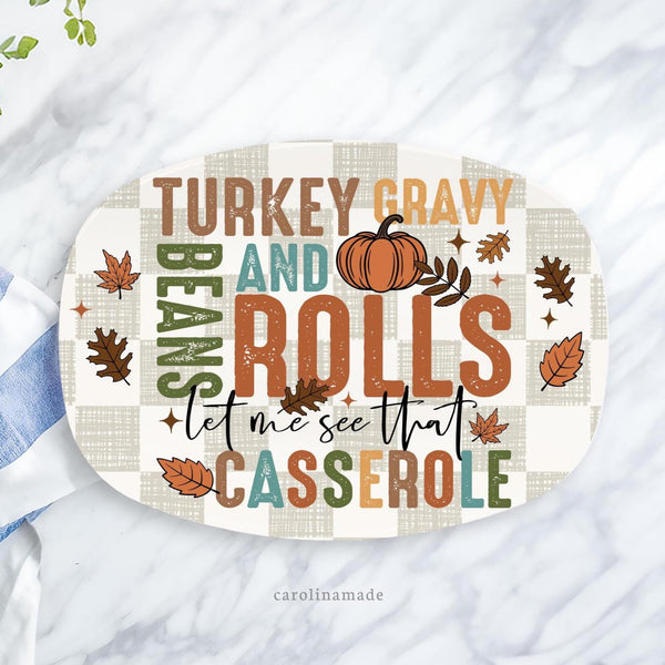 Fun Thanksgiving Platter, Friendsgiving Serving Plate, Thanksgiving Custom Gift, BBQ Grill Serving Tray, Thanksgiving Party Platter