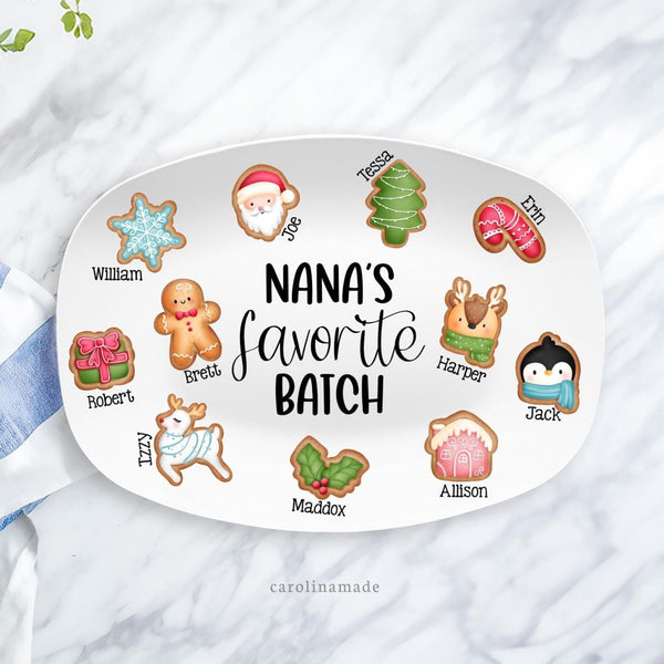 Nana's Favorite Batch Personalized Platter, Grandparents Custom Christmas Cookie Plate, Christmas Serving Platter, Gift for Grandparents