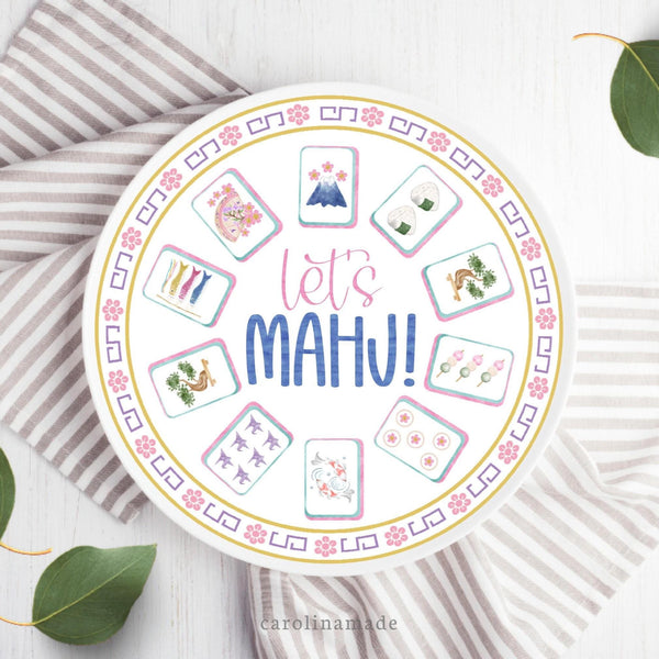 Mahjong Party Platter, Personalized Mahjong Plate, Mother's Day Gift, Mahjong Birthday Gift, Mahjong Tile Gift Idea, Mahj girls Party Decor