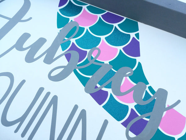 Personalized Mermaid Baby Nursery Sign | Wood Framed Wall Decor Art | Baby Shower Gift