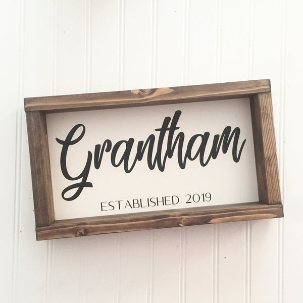 Family Last Name Established Date Sign,  Shelf Sitter Gallery Wall Decor, Farmhouse Wood Sign Wall Art Rustic