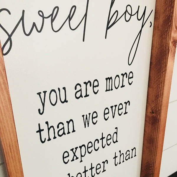 Sweet Boy Sweet Girl Wood Sign | Baby Nursery Decor | Baby Shower New Baby Gift| You Are More Than We Ever Expected | Farmhouse Wood Sign