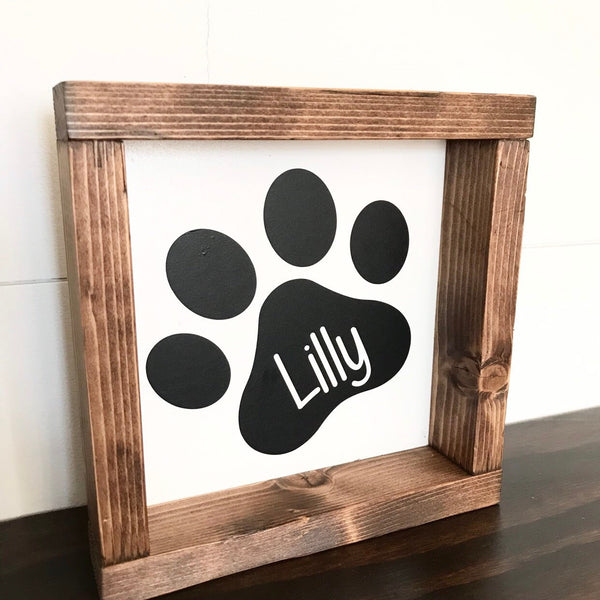 Paw Print Name Sign | Personalized Pet Name Decor | Custom Pet Gift | Dog Lovers Cat Lovers | Pet Mom Dad Gift | Animal Sign | Pet Loss