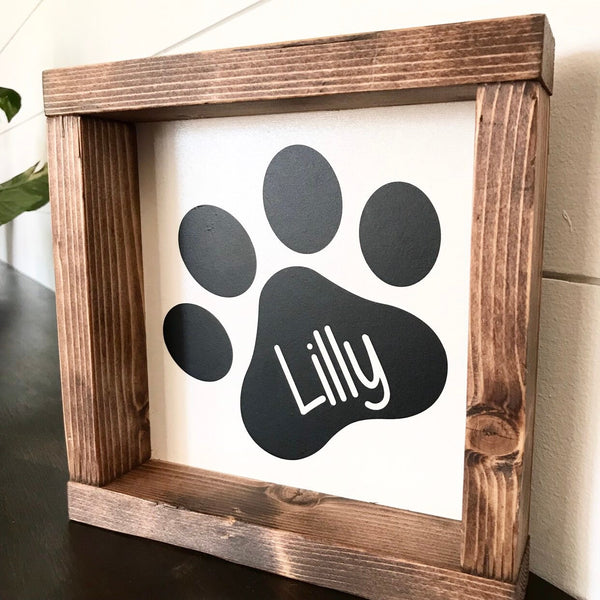Paw Print Name Sign | Personalized Pet Name Decor | Custom Pet Gift | Dog Lovers Cat Lovers | Pet Mom Dad Gift | Animal Sign | Pet Loss