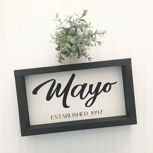 Family Last Name Established Date Sign,  Shelf Sitter Gallery Wall Decor, Farmhouse Wood Sign Wall Art Rustic