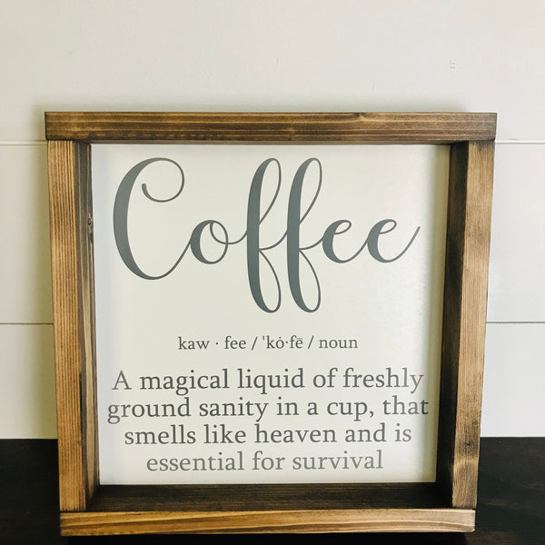 Coffee Definition Sign | Coffee Bar Wood Sign | Hutch Shelf Sitter, Kitchen Sign,  Coffee Lover Decor | Farmhouse Coffee Sign | Liquid Gold
