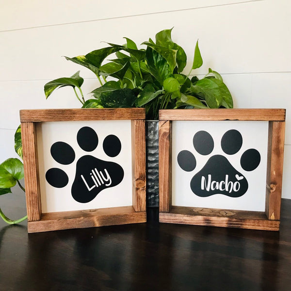 Paw Print Name Sign | Personalized Pet Name Decor | Custom Pet Gift | Dog Lovers Cat Lovers | Pet Mom Dad Gift | Animal Sign | Pet Loss