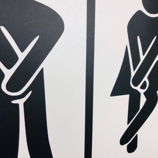 Need to Potty Stick Figures Sign | Farmhouse Bathroom Sign | Farmhouse Mini Sign | Sign Humor | Kids Bathroom Decor | Funny Signs