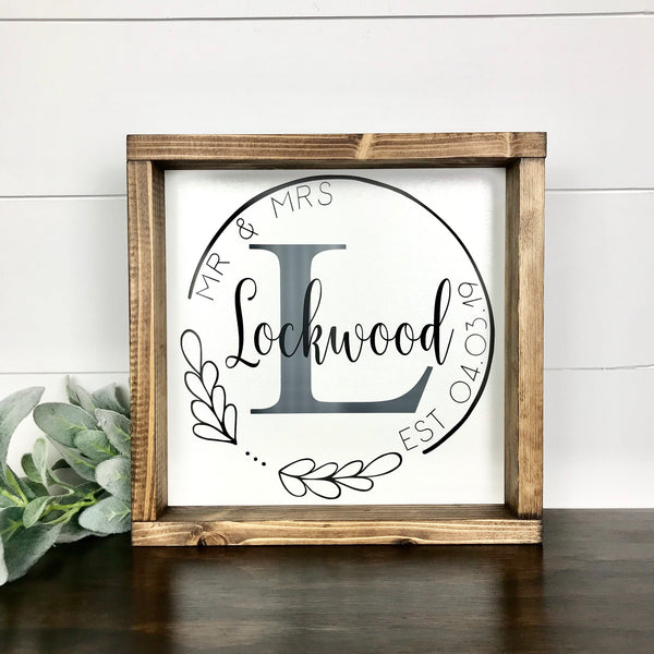 Last Name Sign | Mr and Mrs Sign | Established Sign | Initial Monogram Wreath | Family Monogram Sign | Housewarming Wedding Gift | Custom