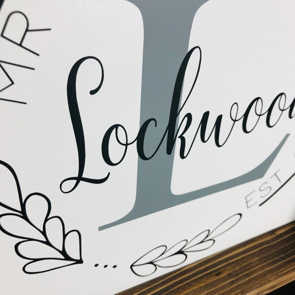 Last Name Sign | Mr and Mrs Sign | Established Sign | Initial Monogram Wreath | Family Monogram Sign | Housewarming Wedding Gift | Custom