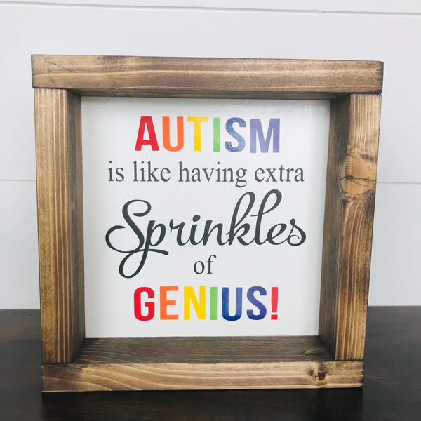 Autism Sign | Autism extra sprinkles of genius | Autism Awareness | Autism Gift | Farmhouse Wood Sign | Autistic Child | Autism Quote Saying