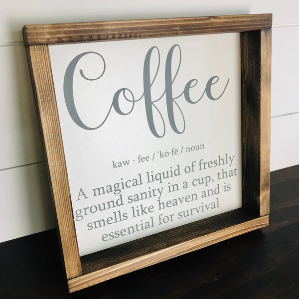 Coffee Definition Sign | Coffee Bar Wood Sign | Hutch Shelf Sitter, Kitchen Sign,  Coffee Lover Decor | Farmhouse Coffee Sign | Liquid Gold
