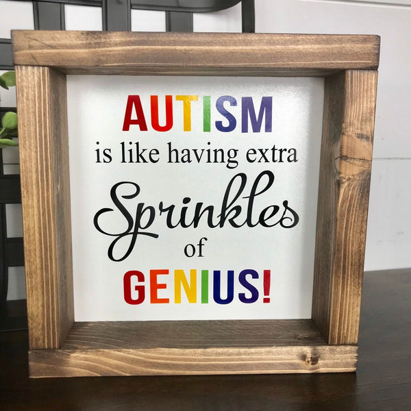 Autism Sign | Autism extra sprinkles of genius | Autism Awareness | Autism Gift | Farmhouse Wood Sign | Autistic Child | Autism Quote Saying
