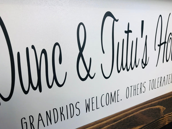 Grandparents Gift | Grandkids Welcome Others Tolerated | Gift from Grandchildren | Custom Name Sign | Grandparents Christmas Gift