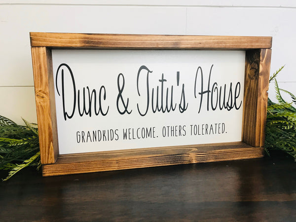 Grandparents Gift | Grandkids Welcome Others Tolerated | Gift from Grandchildren | Custom Name Sign | Grandparents Christmas Gift