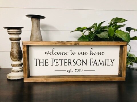 Family Name Sign | Welcome to our home Established Date | Farmhouse Wood Sign | Wedding, New Home, Gift Christmas Present