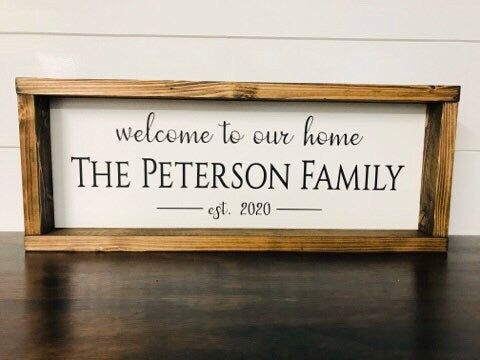Family Name Sign | Welcome to our home Established Date | Farmhouse Wood Sign | Wedding, New Home, Gift Christmas Present