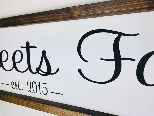 Family Last Name Established Date Sign | Personalized Family Name Wall Decor | Farmhouse Wood Framed Canvas Sign Wall Art Rustic