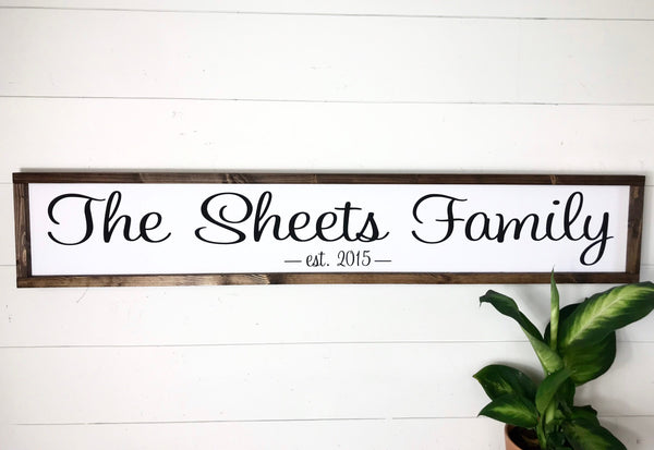 Family Last Name Established Date Sign | Personalized Family Name Wall Decor | Farmhouse Wood Framed Canvas Sign Wall Art Rustic