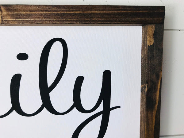 Family Last Name Established Date Sign | Personalized Family Name Wall Decor | Farmhouse Wood Framed Canvas Sign Wall Art Rustic