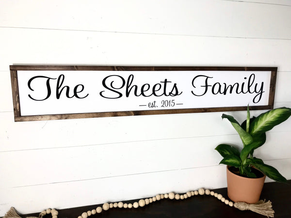 Family Last Name Established Date Sign | Personalized Family Name Wall Decor | Farmhouse Wood Framed Canvas Sign Wall Art Rustic